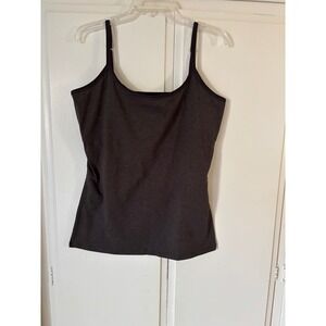 Pact Organic Cotton Camisole XL Charcoal Heather Grey Adjustable Strap Tank Top